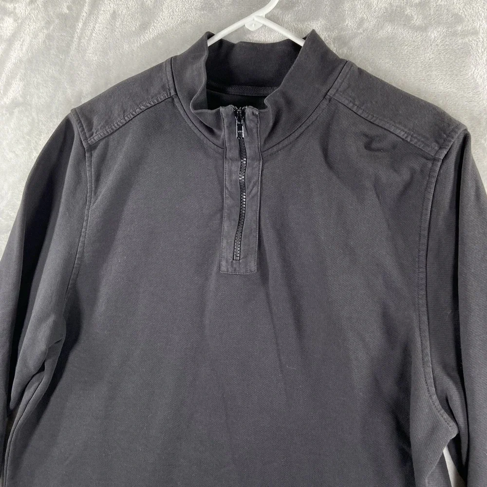 UNTUCKit Sweater Mens Large 1/4 Zip Pullover Elbow Patches Black Cotton Casual